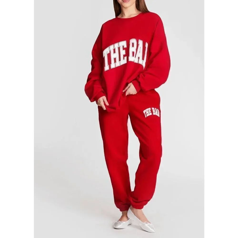 The Bar Varsity Ruby and White Sweatpants